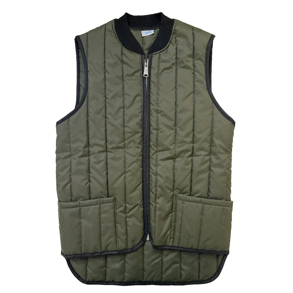 Vintage Vest Mens Sears Work Leisure Medium Olive Quilted Zip Front Workwear USA